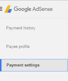 Payment Settings Option in Adsense