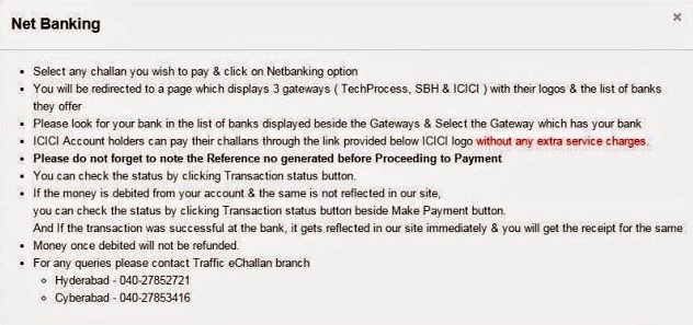 Net Banking Instructions