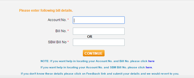 Enter Account Number and Bill Number