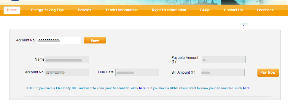 Name on Account Bill amount Due Date