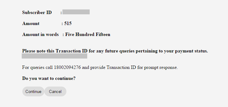 Tikona Bill Pay Transaction ID