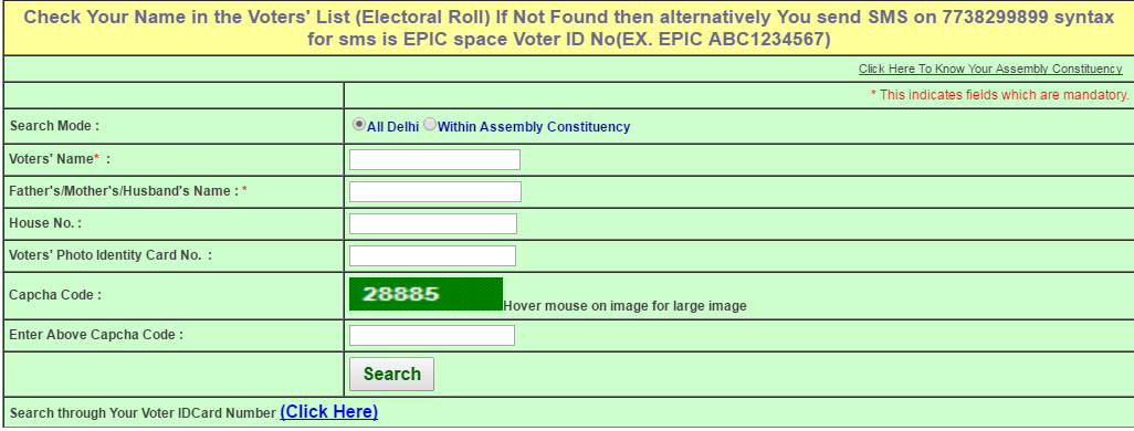 Search your Name in Electoral Roll of Delhi