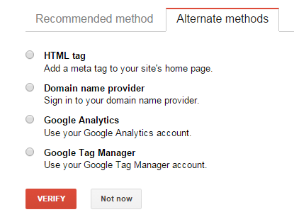 Google Site Verification Alternate Methods