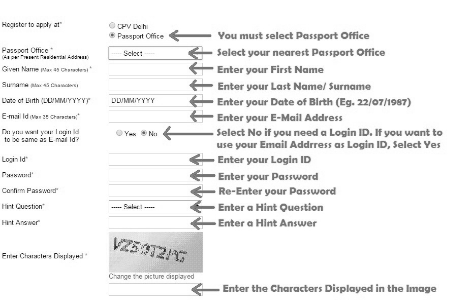 How to apply for passport online in india application form