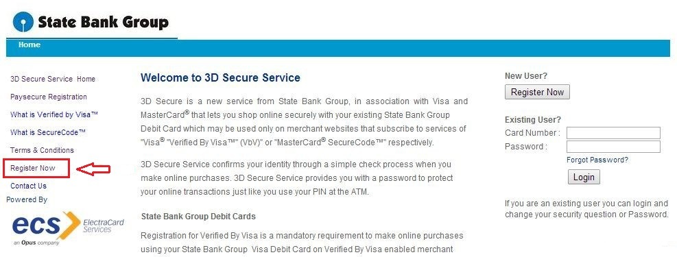 SBI 3D Secure Service Registration