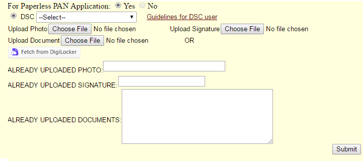 Paperless PAN Application for Signature Change
