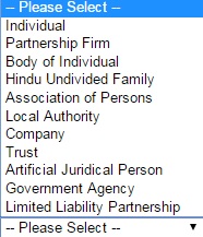 Selecting the Category of PAN Card Applicant