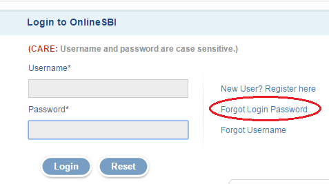 Forgot Login Password to Change SBI Login Password