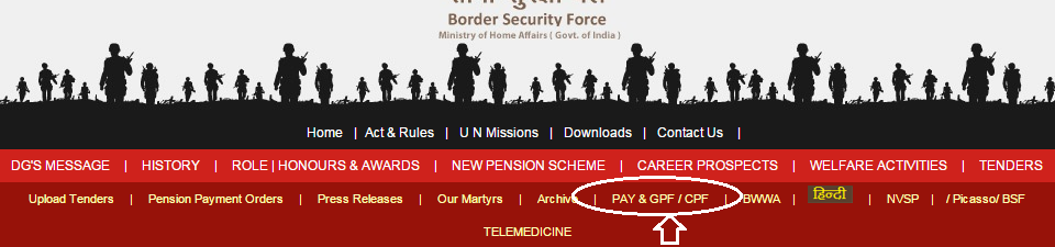 Pay and GPF CPF Option in BSF Official Website